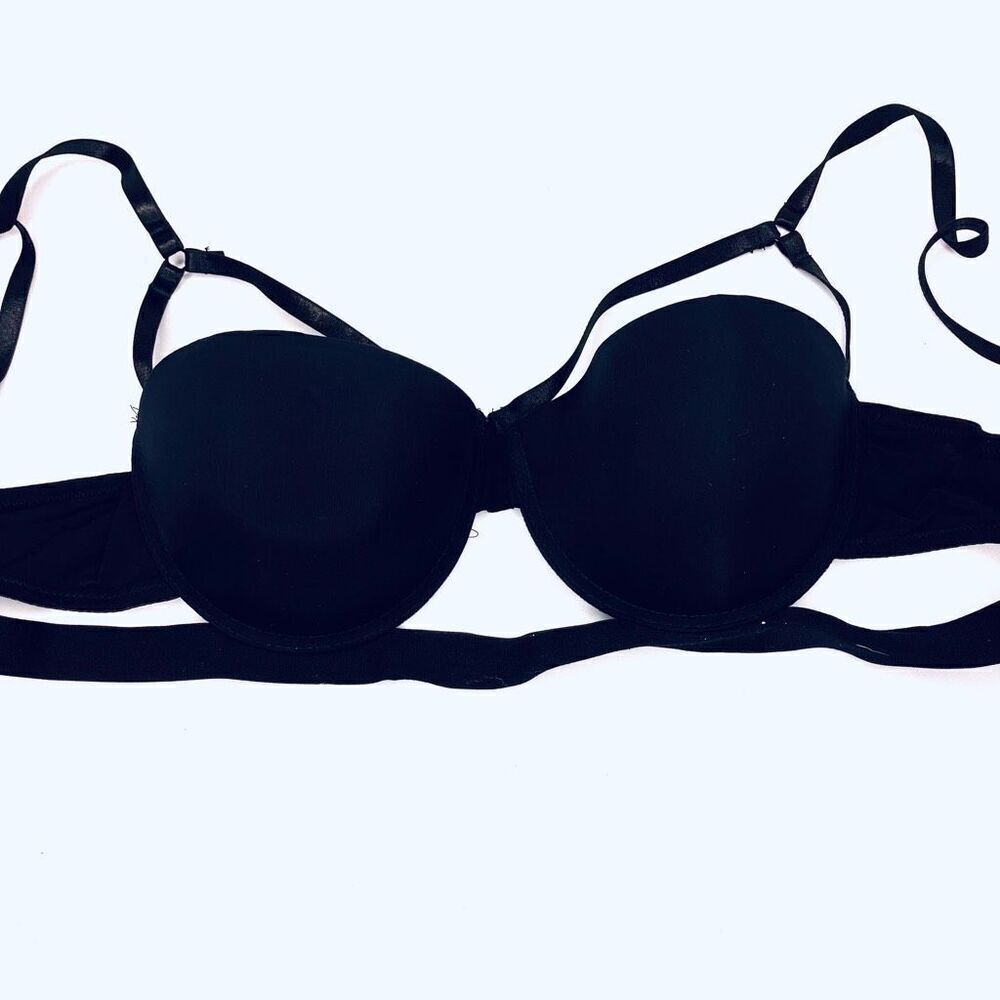 Youmita Womens Strappy Contour Balconette Underwire Bra Black Size 34C